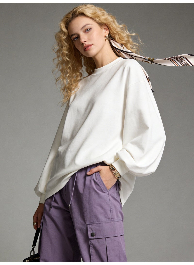 oversize 100% pure cotton long sleeve T-shirt | unisex casual basic T-shirt, suitable for daily and outdoor sports. - Image 1